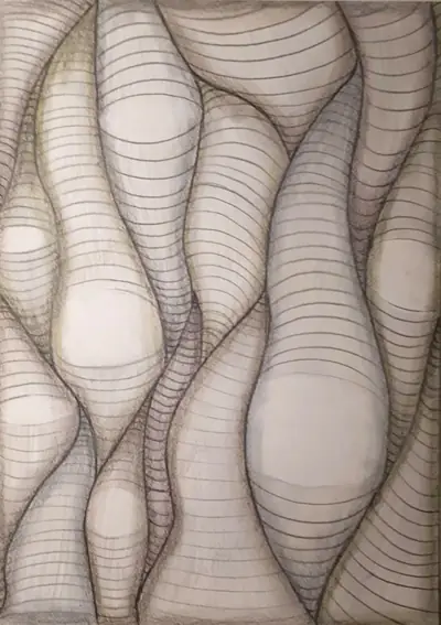 Optische Täuschung aus geschwungenen Linien in Bleistift