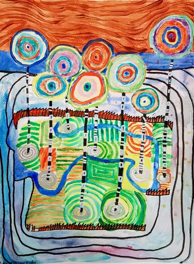Fantasiebild im Stil von Hundertwasser