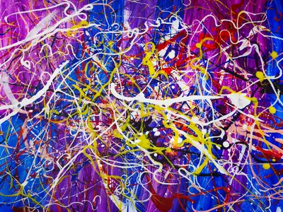 Buntes abstraktes Bild in Pollock-Technik