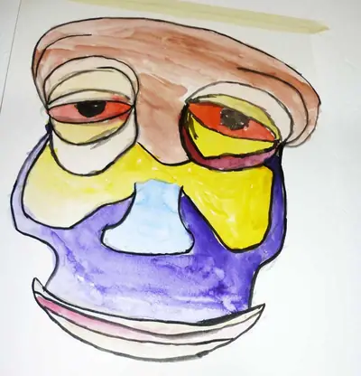 Fantasiegesicht in Aquarell