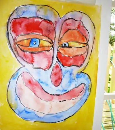 Clownsgesicht in Aquarell